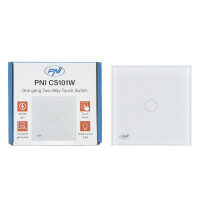 Simple ladder switch and cross switch with touch PNI CS101W made of glass, white with LED indicator, 800W