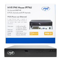 NVR POE PNI House IP716J 16 channels 4K 8MP, 8 POE channels and 8 IP channels with PNI POE switch or normal H.265