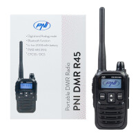 PNI DMR R45 portable radio station, digital and analog, 446MHz, 16 digital channels and 99 analog channels, voice recording function, Li-Ion 2000mAh battery