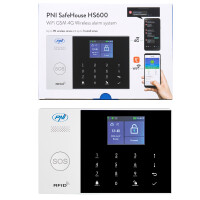 PNI SafeHouse HS600 Wifi GSM 4G wireless alarm system, supports 90 wireless zones and 3 wired zones, compatible with Tuya Smart application, SMS alert, voice call, phone notification