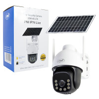 PNI IP74 Live AOV Black Light 4MP GSM 4G video surveillance camera with solar panel and 16000 mAh Always On Video battery