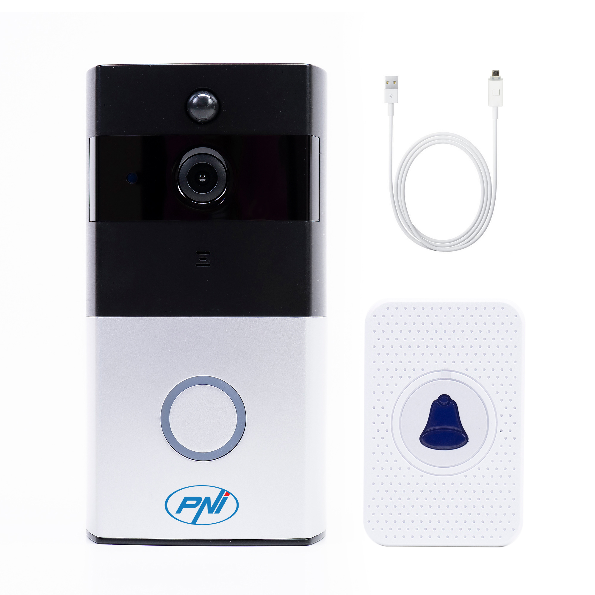 PNI SafeHome PT710B Smart Video Intercom Package WiFi HD, P2P and USB 2.0 to Micro USB 1m cable