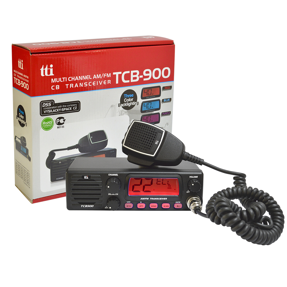CB TTi TCB-900 12-24V power station with front speaker, AM-FM, 12V-24V, 4W, Scan, ASQ, Lock
